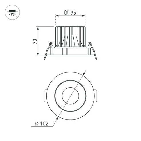 Светильник MS-FORECAST-BUILT-TURN-R102-12W Warm3000 (BK-BK, 32 deg, 230V) (Arlight, IP20 Металл, 5 лет)