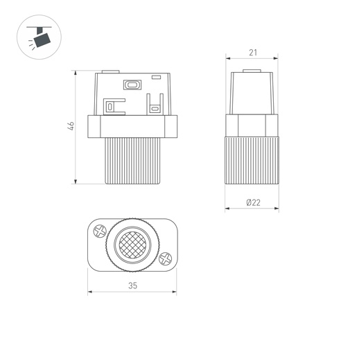 Светильник MAG-ORIENT-BABY-R22-2W Day4000 (BK, 24 deg, 48V) (Arlight, IP20 Металл, 5 лет)