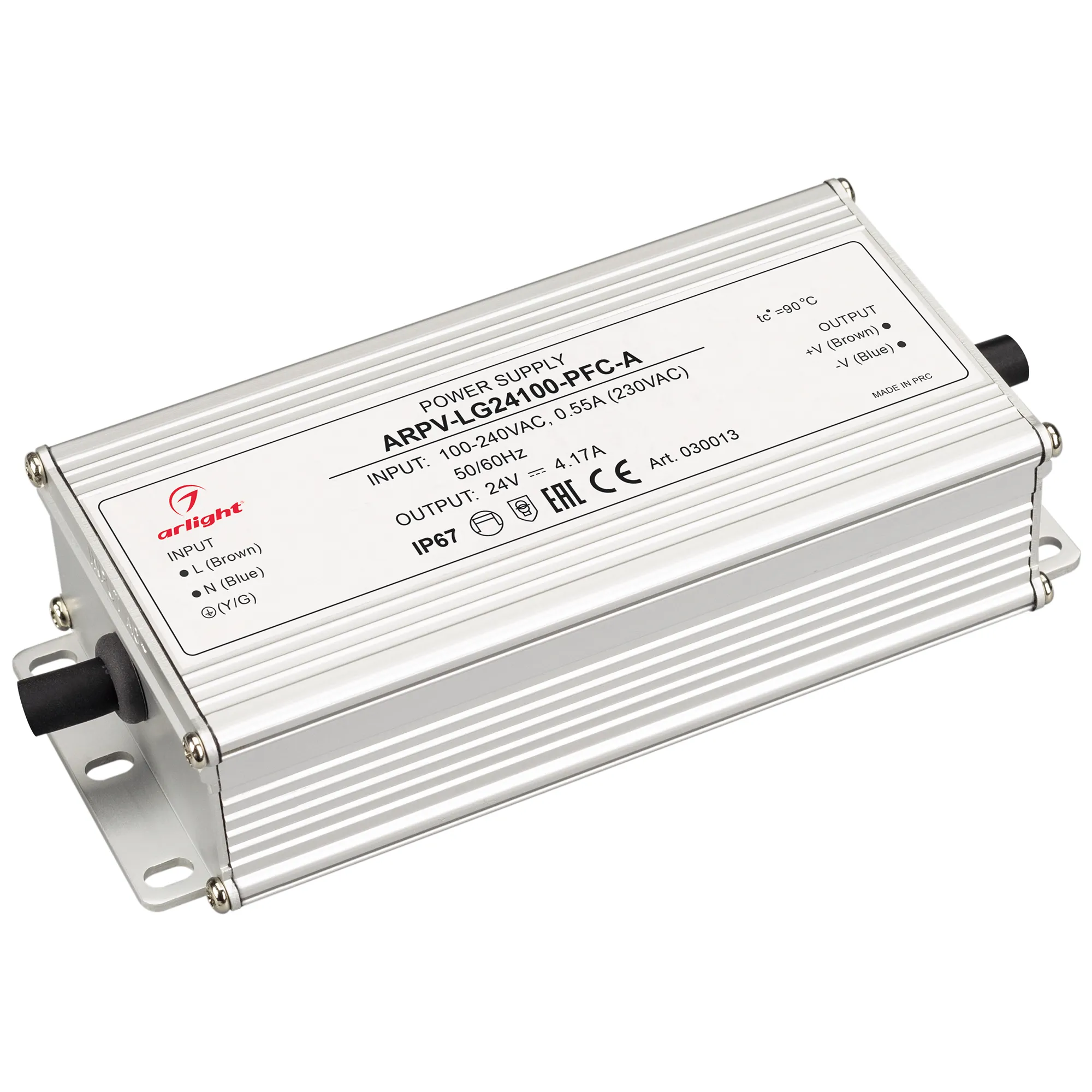 Блок питания ARPV-LG24100-PFC-A (24V, 4.17A, 100W) (Arlight, IP67 Металл, 5 лет) - изображение товара