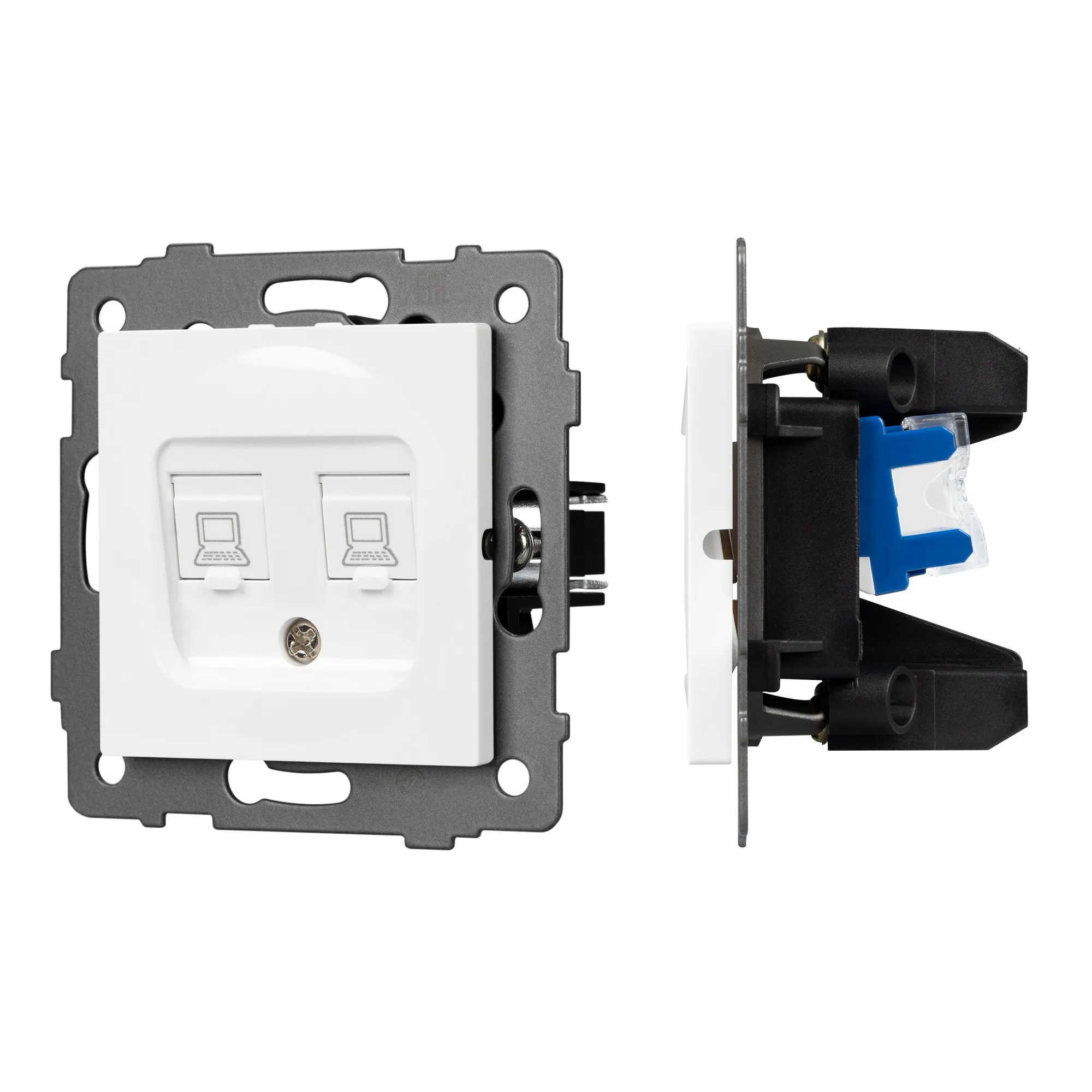 Механизм компьютерной розетки двойной SCT-MPC2-PL-WH-V (RJ-45, CAT6) (Arlight, -) - изображение товара