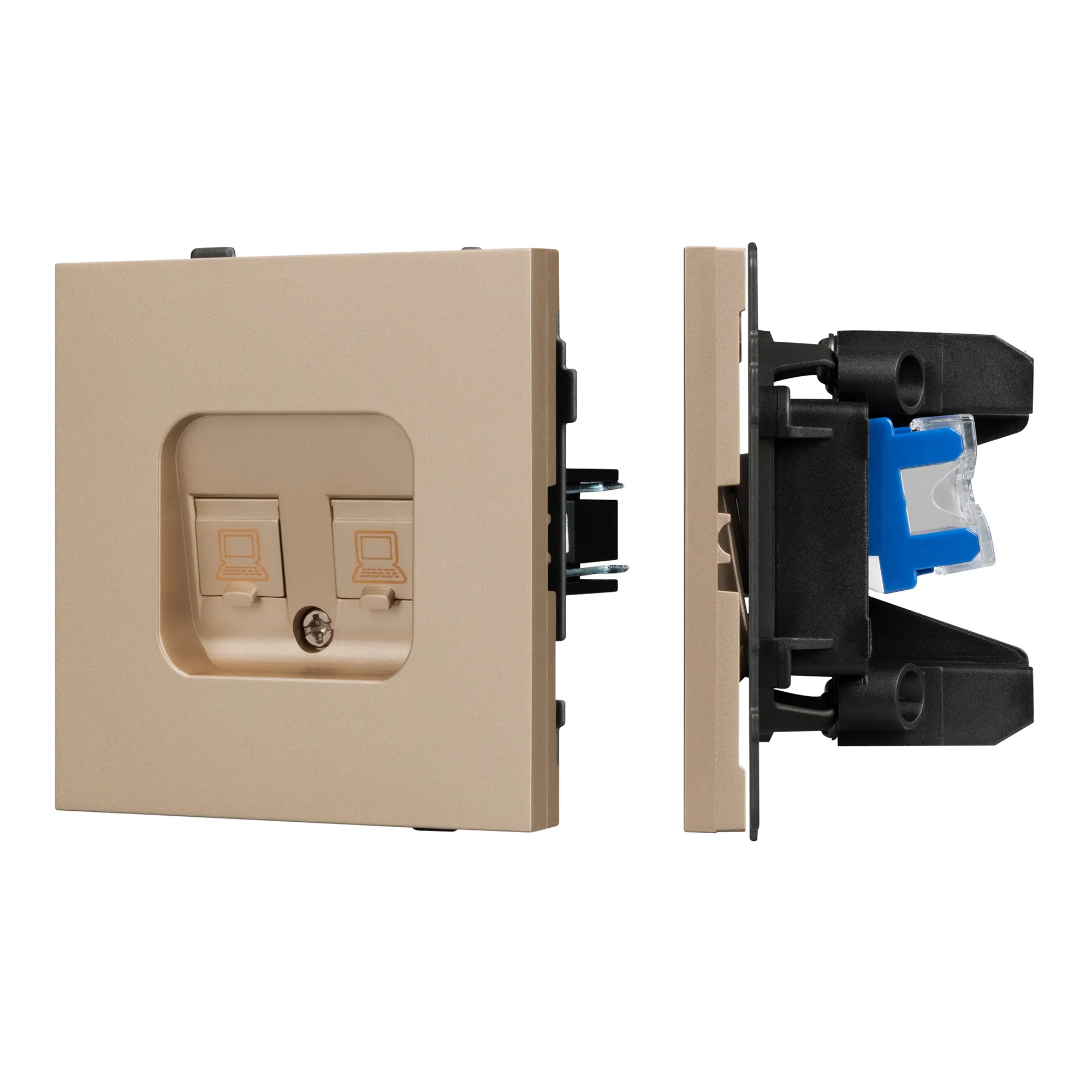 Механизм компьютерной розетки двойной SCT-TENDO-MPC2-PL-GD (RJ-45, CAT6) (Arlight, -) - изображение товара