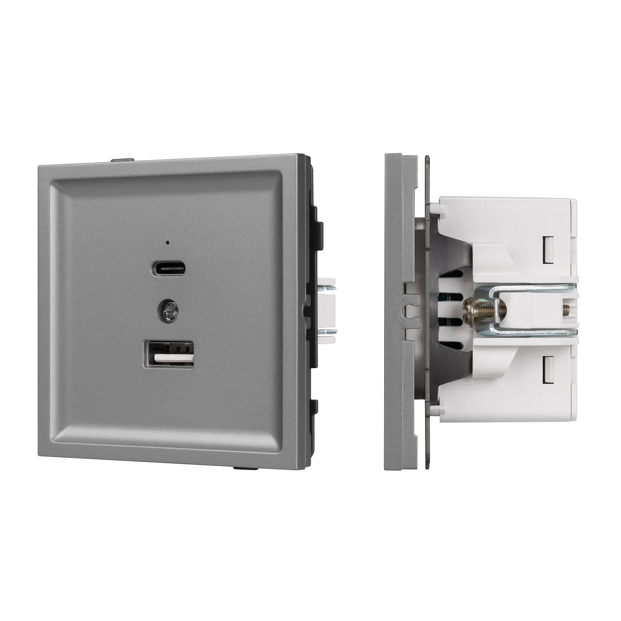 Механизм USB розетки SCT-TENDO-MUAC-PL-GR (5V, 3A, QC3) (Arlight, -)