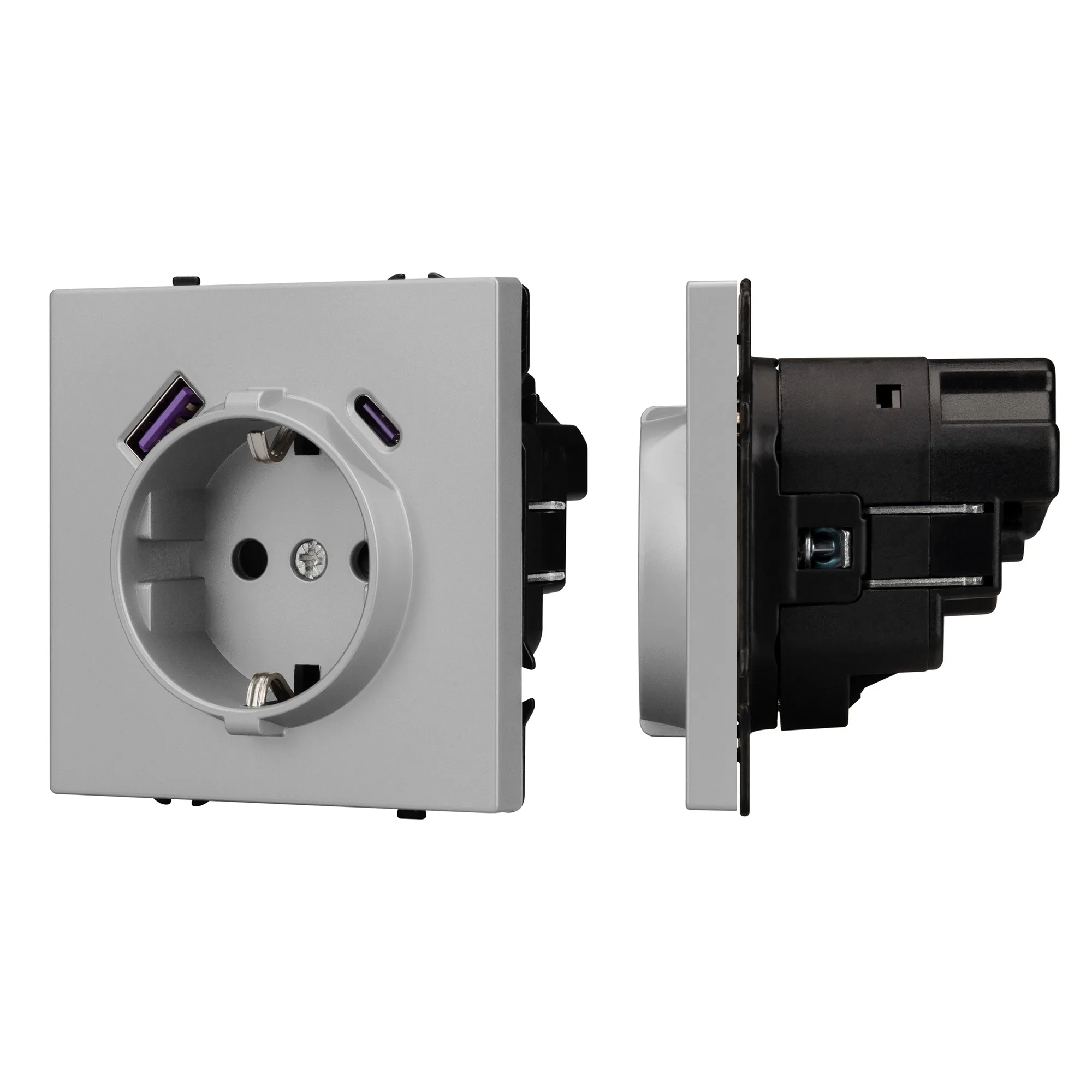 Механизм розетки с USB зарядкой SCT-NOBE-MUAC-SFPL-IS (230V, 16A) (Arlight, Никель)