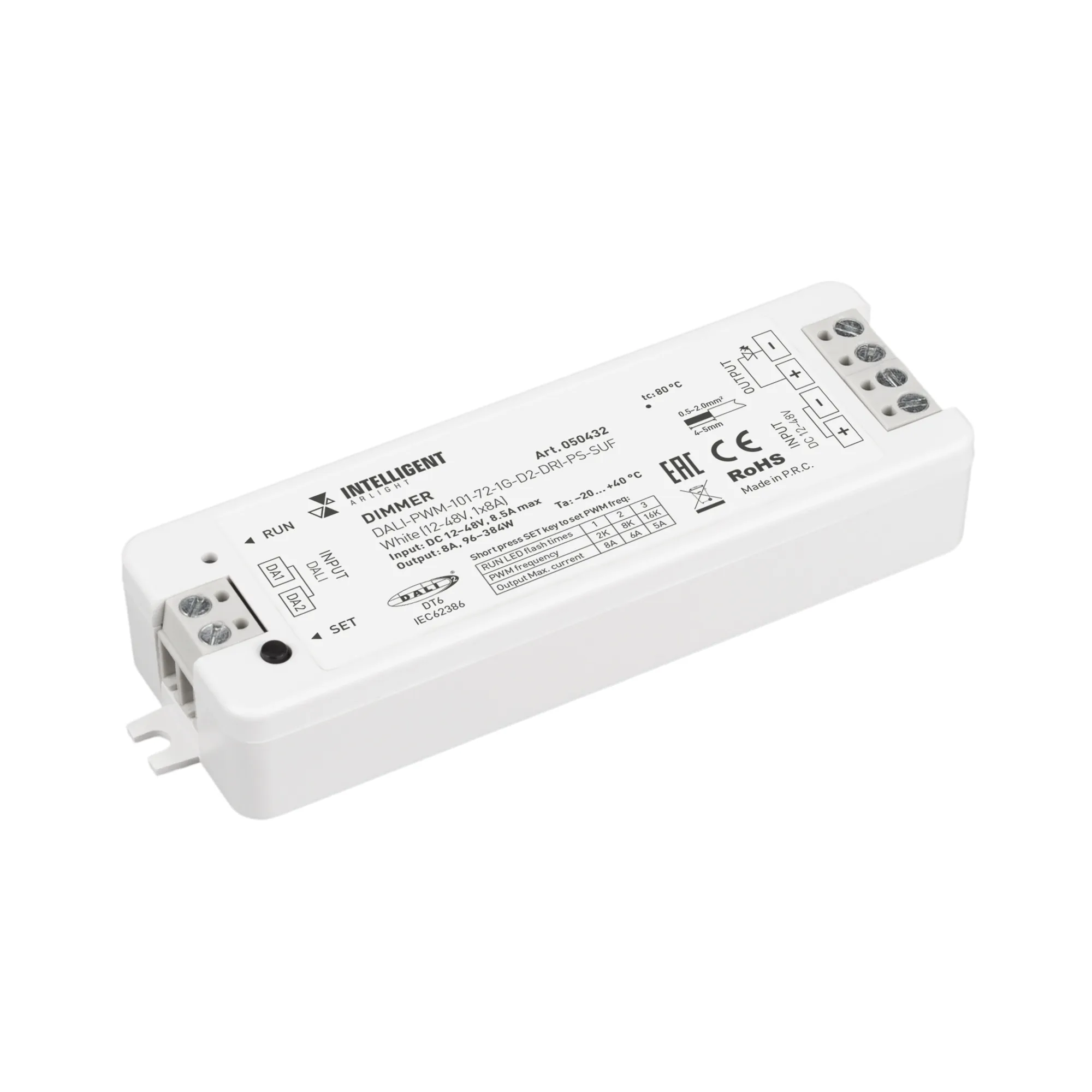 INTELLIGENT ARLIGHT Диммер DALI-PWM-101-72-1G-D2-DRI-PS-SUF White (12-48V, 1x8A) (IARL, IP20 Пластик, 5 лет)